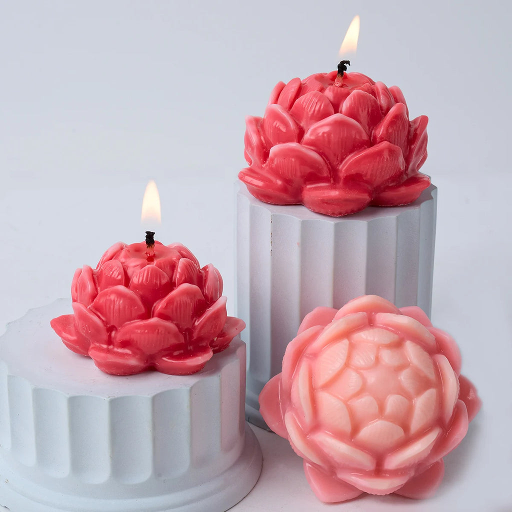 DIY Lotus Shape Candle Silicone Mold Handmade Scented Candles Craft Molds Flower Shape Plaster Resin Casting Mould Home Decor