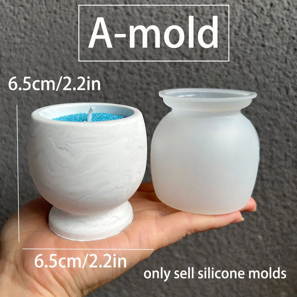 Wine Glass Shaped Candle Vessel Mould DIY Concrete Pot Molds, Succulent Potted Pot Plaster Mold,Candle Holder Cement Mould