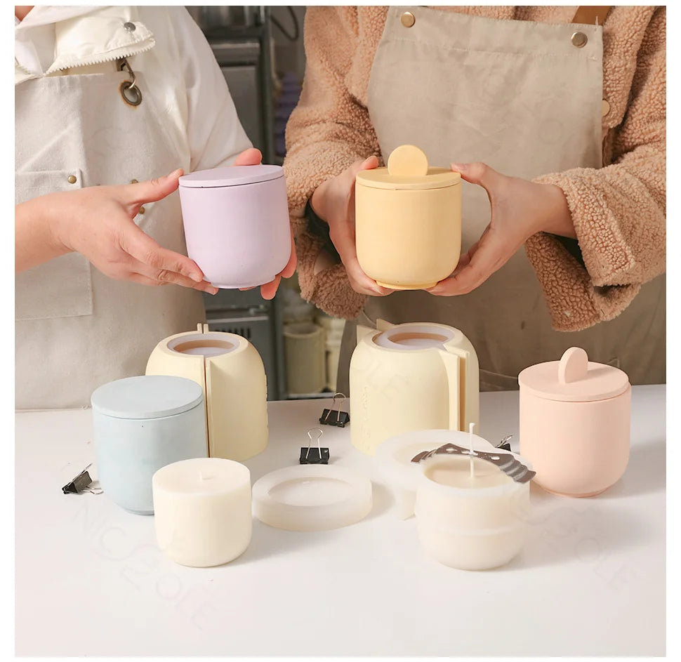 9oz Candle Jar Mold and Candle Refill Mold Handmade Cement Candle Vessel Mould with Sustainable Refill  Mould