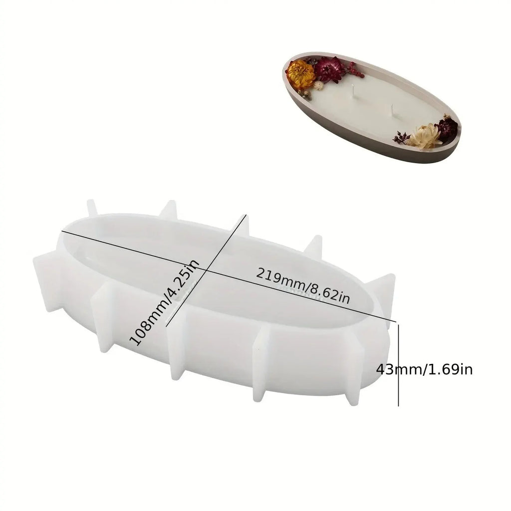 Candle Vessel Silicone Mold Oval Bowl Resin Mold Candle Boat Jar Mold Epoxy Resin Storage Tray Container Mold