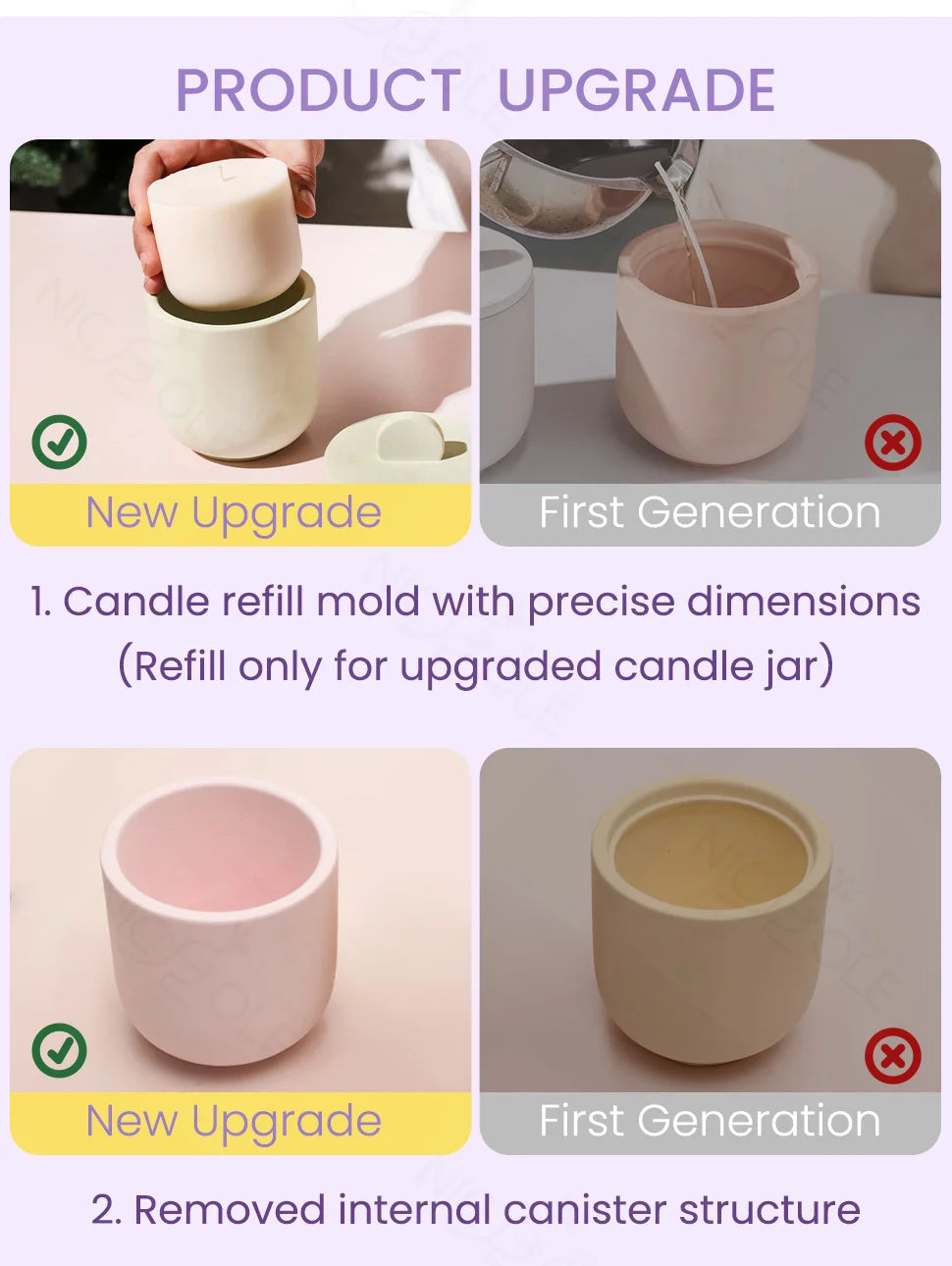 9oz Candle Jar Mold and Candle Refill Mold Handmade Cement Candle Vessel Mould with Sustainable Refill  Mould