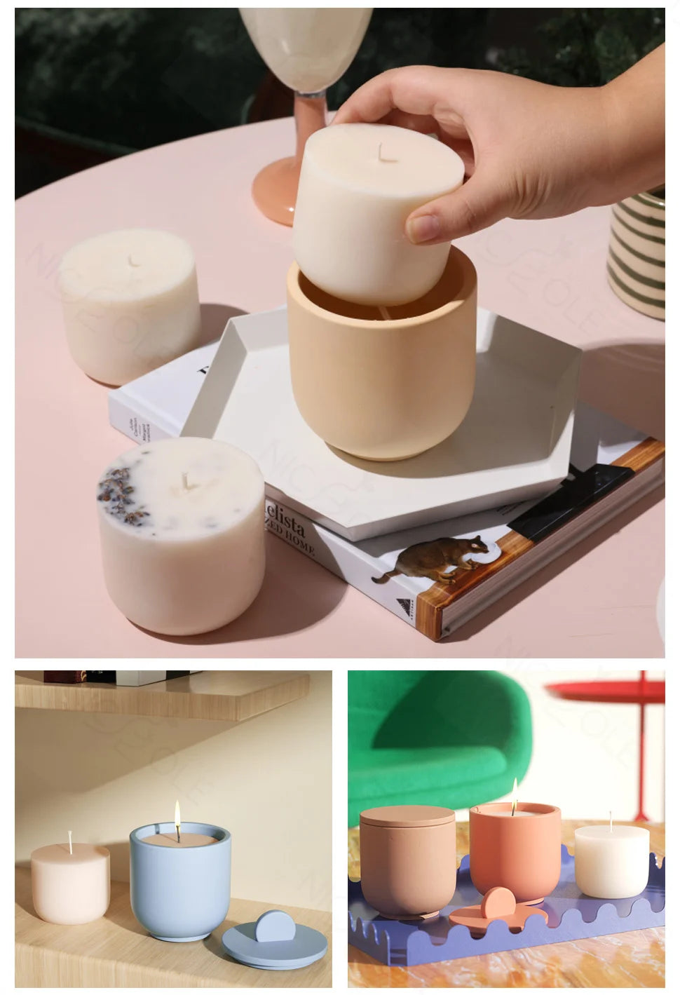 9oz Candle Jar Mold and Candle Refill Mold Handmade Cement Candle Vessel Mould with Sustainable Refill  Mould