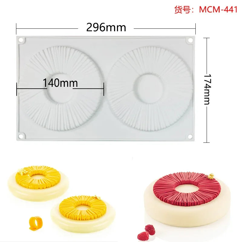 Donut Mousse Cake Mold Candle Moulds Dense Line Ring Chocolate Silicone Molds Round Decoration Tools