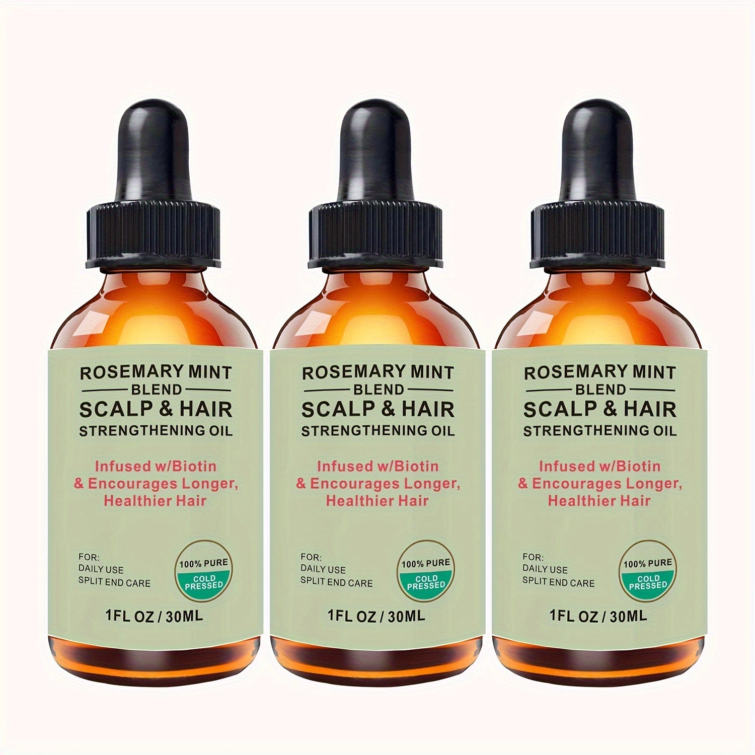 Rosemary Mint Scalp & Hair Strengthening Oil With Biotin & Essential Oils, Hair Care Essential Oil For Split Ends And Dry Scalp For All Hair Types, 30ml/1.01 Fl Oz