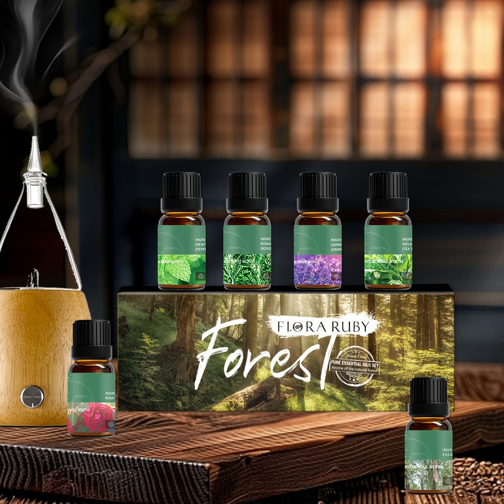 6-piece Set Of 6 Scents Of Pure Aromatherapy Essential Oils, Essential Oil 10 Ml, Suitable For Cold Aromatherapy, Humidifier, Perfume Bath - Rose Lavender Rosemary Mint Eucalyptus Tea Tree (0.34 Oz * 6) Aromatherapy Essential