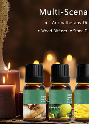 6-piece Set Of 6 Scents Of Pure Aromatherapy Essential Oils, Essential Oil 10 Ml, Suitable For Cold Aromatherapy, Humidifier, Perfume Bath - Rose Lavender Rosemary Mint Eucalyptus Tea Tree (0.34 Oz * 6) Aromatherapy Essential