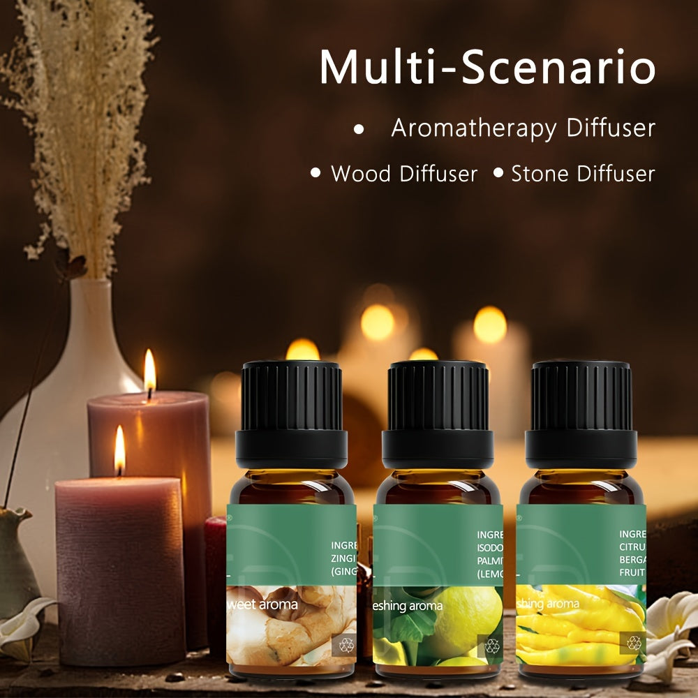 6-piece Set Of 6 Scents Of Pure Aromatherapy Essential Oils, Essential Oil 10 Ml, Suitable For Cold Aromatherapy, Humidifier, Perfume Bath - Rose Lavender Rosemary Mint Eucalyptus Tea Tree (0.34 Oz * 6) Aromatherapy Essential