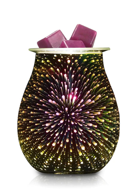 YUNHONG Electric Wax Melt Warmer 3D Stereoscopic LED Light Changing Home Wax Warmer for Scented Wax Wax Burner for Office Badroom Living Room（3D Fireworks）