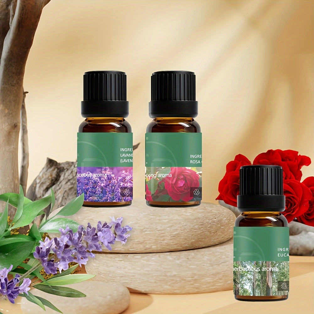 6-piece Set Of 6 Scents Of Pure Aromatherapy Essential Oils, Essential Oil 10 Ml, Suitable For Cold Aromatherapy, Humidifier, Perfume Bath - Rose Lavender Rosemary Mint Eucalyptus Tea Tree (0.34 Oz * 6) Aromatherapy Essential