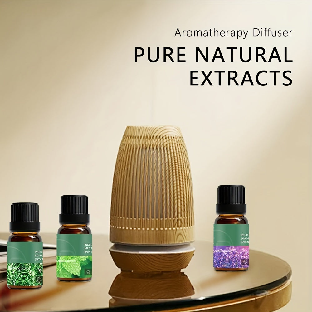 6-piece Set Of 6 Scents Of Pure Aromatherapy Essential Oils, Essential Oil 10 Ml, Suitable For Cold Aromatherapy, Humidifier, Perfume Bath - Rose Lavender Rosemary Mint Eucalyptus Tea Tree (0.34 Oz * 6) Aromatherapy Essential