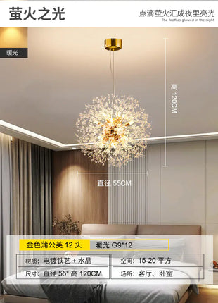 Creative Crystal Dandelion Chandelier for Living Room