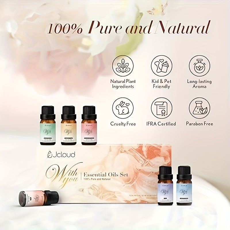 Essential Oil Set For Diffuser | Gift Set Of 6 Premium Essential Oils For Diffusers For Home, Pure Aromatherapy Diffuser Oils, Home Luxury & Hotel Scents - 6x0.34 oz