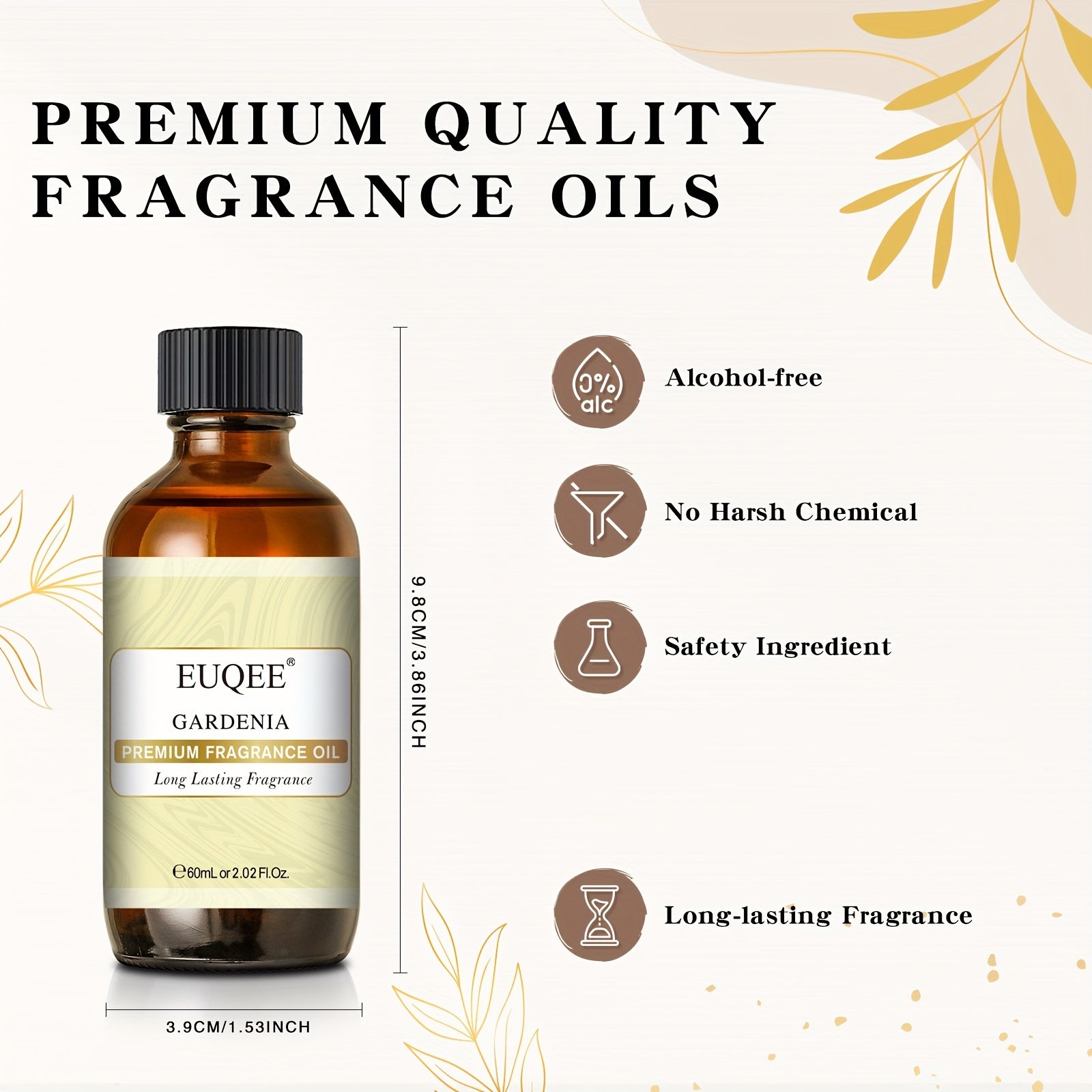 EUQEE 2pcs Gardenia Fragrance Essential Oils 60ml/2.02Fl.Oz For Diffuser, Candle Making, Humidifier