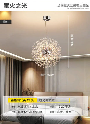 Creative Crystal Dandelion Chandelier for Living Room