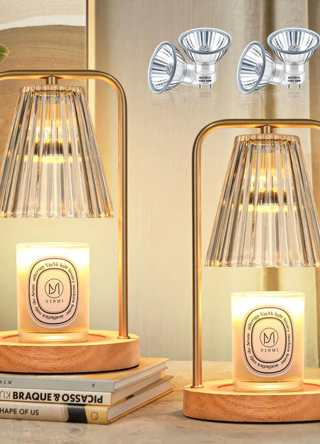 2-Pack Candle Warmer Lamps with Timer Electric Candle Lamp Warmer for Jar Candles Dimmable Wax Melt Warmer with 4 Bulbs Mom Christmas Gifts Birthday House Warming Gift New Home Vintage Home Decor