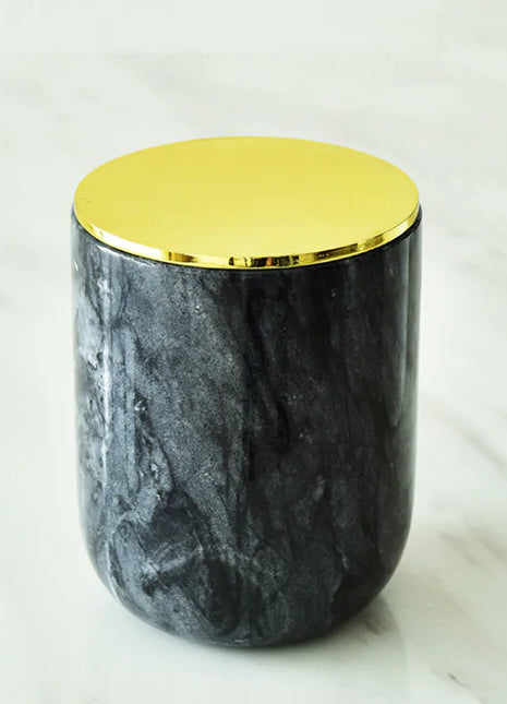 Marble Candle Holder with Rose Gold and Brass Accent