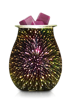 YUNHONG Electric Wax Melt Warmer 3D Stereoscopic LED Light Changing Home Wax Warmer for Scented Wax Wax Burner for Office Badroom Living Room（3D Fireworks）