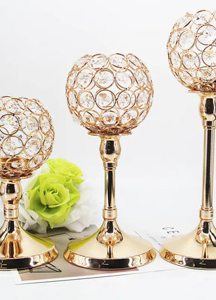 Creative Gold Crystal Candle Holder for Romantic Decor