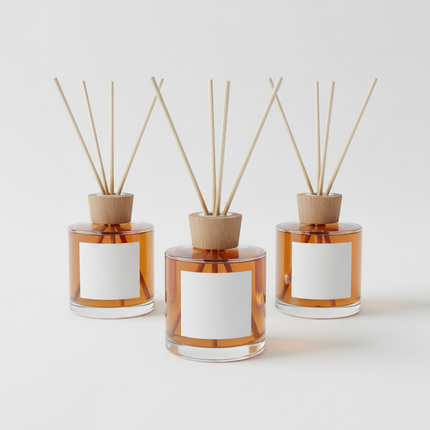 Reed diffusers with blank labels for customization