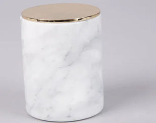 Marble Candle Holder with Rose Gold and Brass Accent