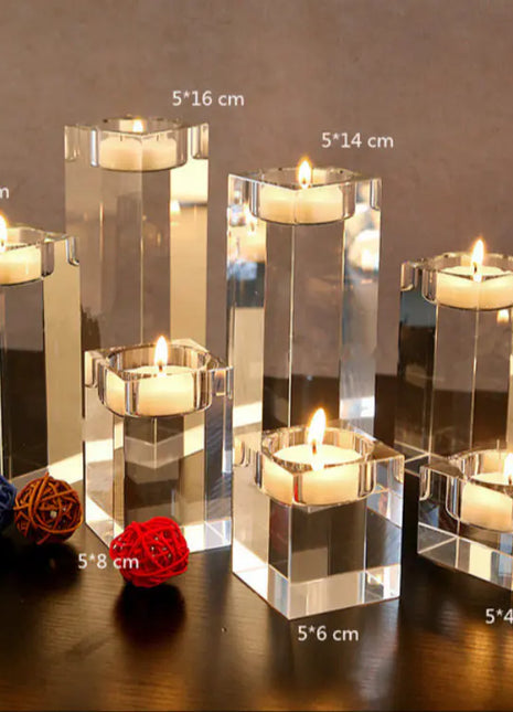 Champagne Color Crystal Candle Holder for Home Decor