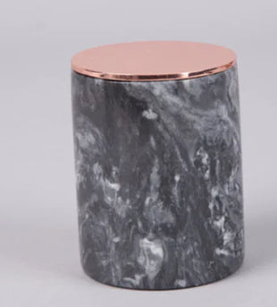 Marble Candle Holder with Rose Gold and Brass Accent